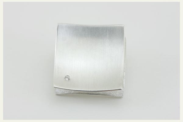 Silber Anhänger - doppel Quadrate, gewölbt