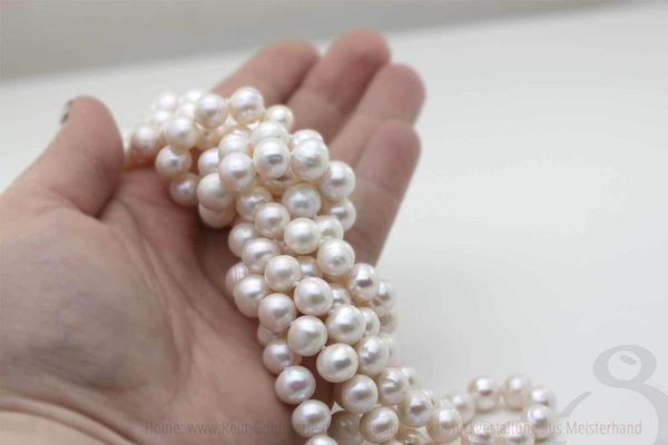 Perlenkette - 155 lang 8,5mm, geknotet