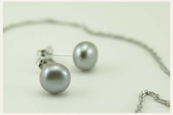 Perlen Set - Silber, grau