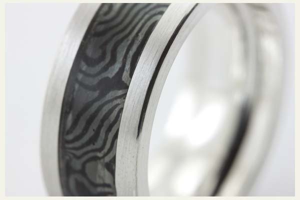 Mokume Gane Ring - Silber, schwarz