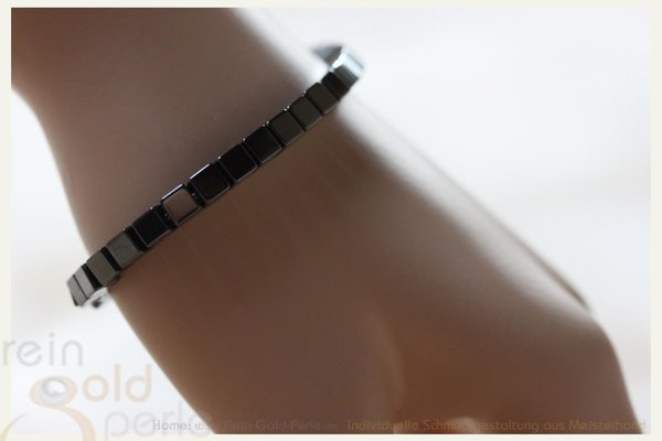 Hämatit Power-Armband - Silber, Quadrate