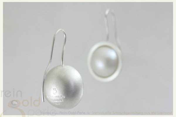 Silber Ohrhänger - Mabe Perle - Kugelfassung