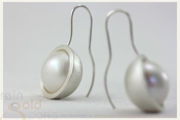 Silber Ohrhänger - Mabe Perle - Kugelfassung