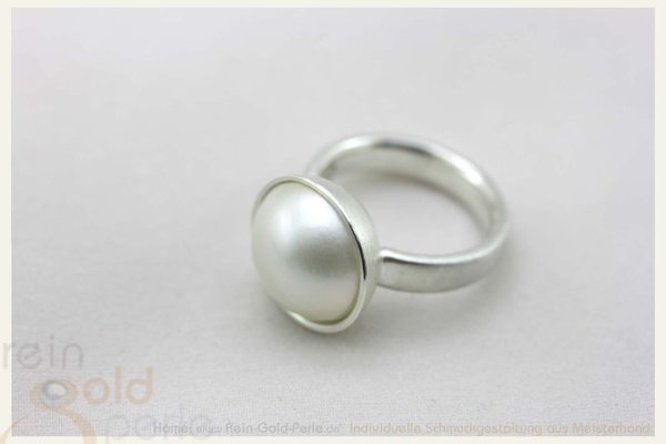Silber Ring - Mabe Perle - Kugelfassung