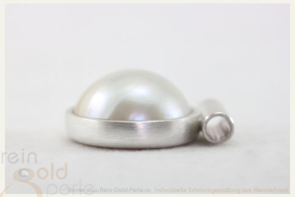 Silber Anhänger, gerade - Mabe Perle - flach