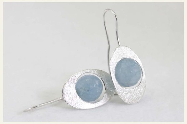 Ohrhänger, blauer Quarz - Silber - Orbit