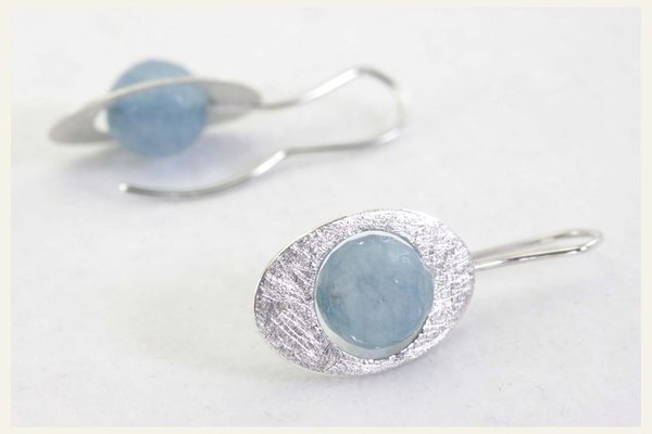 Ohrhänger, blauer Quarz - Silber - Orbit