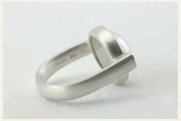Mabe Perle - Silber Ring U-Schiene, flach - Globe Eco