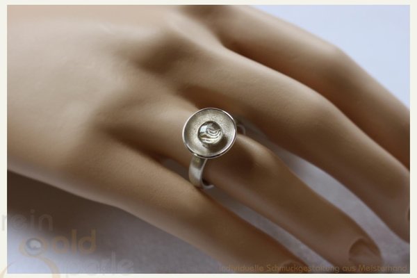 Mokume Gane - Globe - Ring Schale, Silber, rund