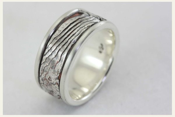 Mokume Gane Ring - Silber, schwarz & braun