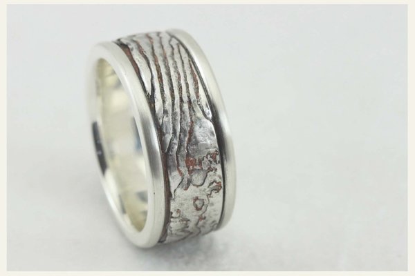 Mokume Gane Ring - Silber, schwarz & braun