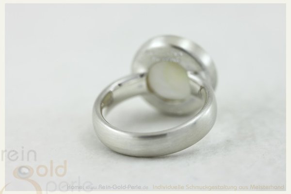 Silber Ring - Mabe Perle - flach