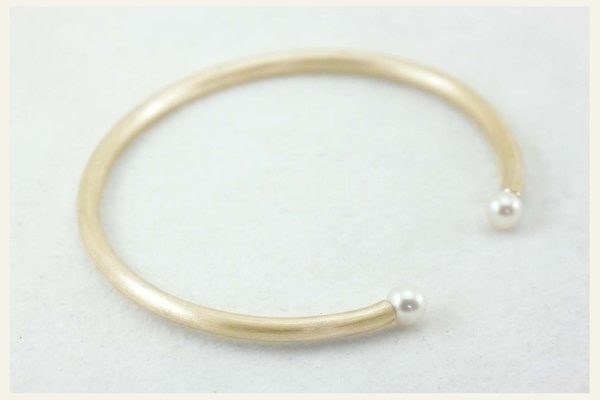 Gold Armspange mit Perlenenden, 585/-