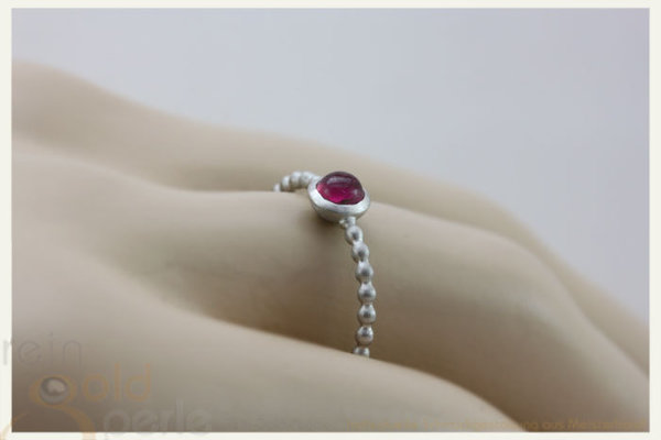 Kügelchen Ring, zart - Globe fine - Silber, pinker Turmalin