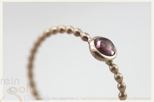 Kügelchen Ring, zart - Globe fine - 585 Rotgold, Turmalin