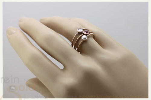Kügelchen Ring, zart - Globe fine - 585 Rotgold, Perle