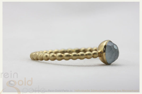 Kügelchen Ring - Globe mini - 585 Gold mit Aquamarin