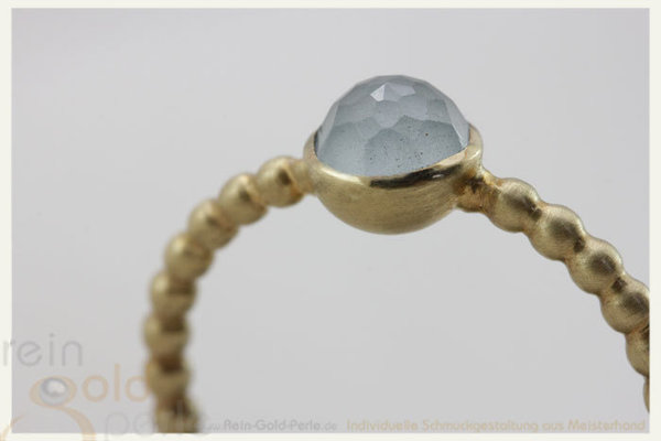Kügelchen Ring - Globe mini - 585 Gold mit Aquamarin