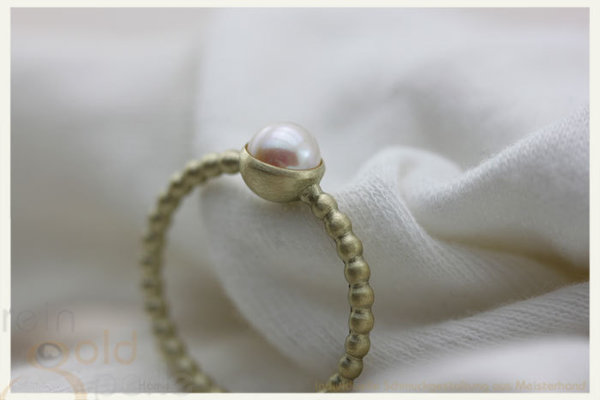 Kügelchen Ring - Globe mini - 585 Gold mit Perle