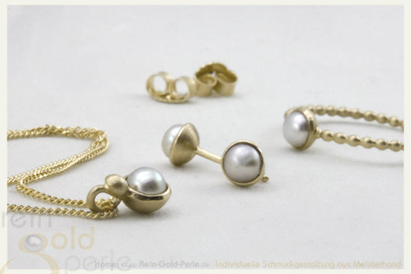Kügelchen Ring, zart - Globe fine - 585 Gold, Perle