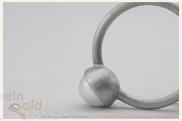 Ring - Globe midi - Silber mit weißer Perle