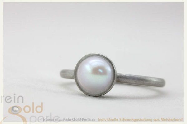 Ring - Globe midi - Silber mit weißer Perle