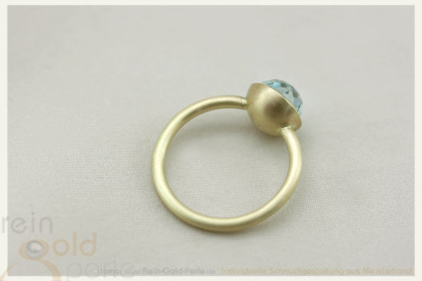 2 Ringe Set Gold 585 - Globe - mit Blautopas und Perle