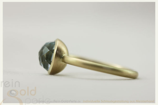 2 Ringe Set Gold 585 - Globe - mit Blautopas und Perle