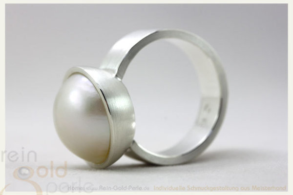 Silber Ring, gerade - Mabe Perle - Globe