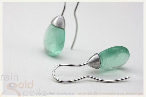 Fluorit Tropfen - Ohrhänger grün, Silber