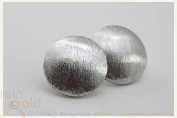 Silber Ohrstecker - Linse rund, gebürstet 15 mm