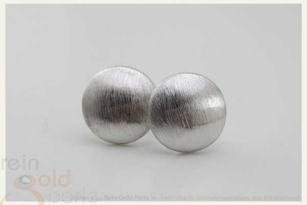 Silber Ohrstecker - Linse rund, gebürstet 10 mm