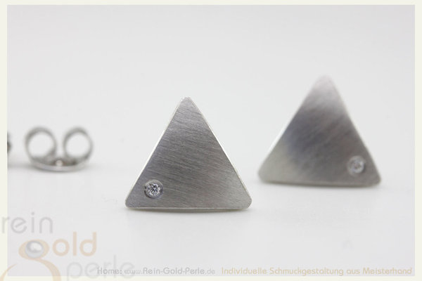 Ohrstecker Dreieck Pure, Silber, convex