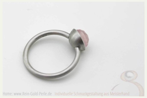 Ring - Globe maxi - Silber mit rosa Chalcedon