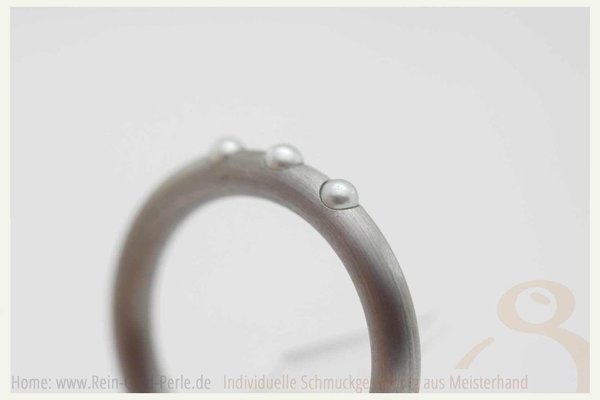 Ring Silber - 3 eingelassene Süßwasser Zuchtperlen