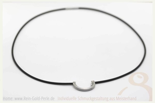 Halskette Silber mit Perle - Enden abgeschrägt, poliert