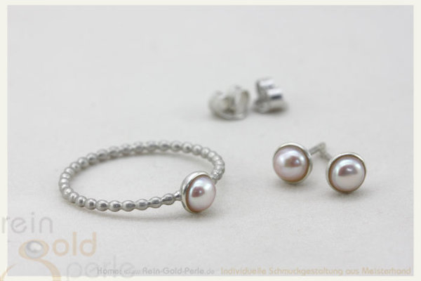 Kügelchen Ring, zart - Globe fine - Silber mit Perle