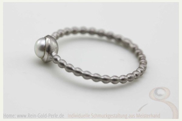 Kügelchen Ring, zart - Globe fine - Silber mit Perle