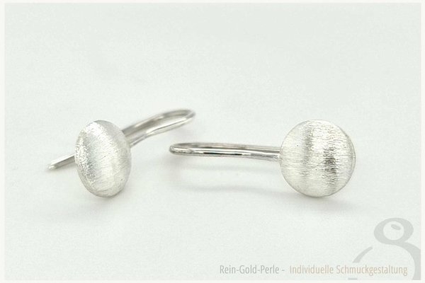 Silber Ohrhänger - Linse rund, gebürstet 8mm