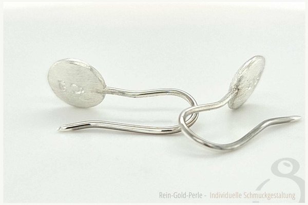 Silber Ohrhänger - Linse rund, gebürstet 8mm