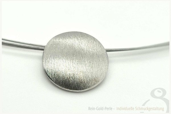 Silber Kette - Linse rund, gebürstet 15 mm